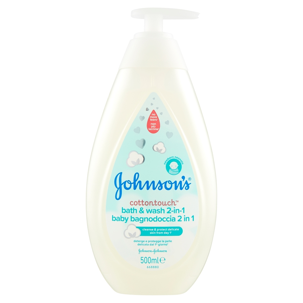 Johnson's Baby Bagnodoccia Cotton Touch 2In1, Ideato Per La Pelle Del Neonato, 500 ml